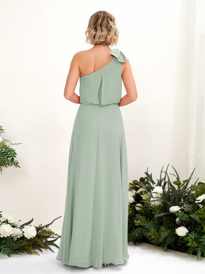 Carlyna Laurel A-Line Sage Green Bridesmaid Dress Maxi Sleeveless One Shoulder Dress #color_sage-green