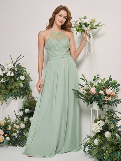 Carlyna Joanne A-Line Sage Green Beaded Bridesmaid Dress Maxi Sleeveless Sweetheart Dress #color_sage-green