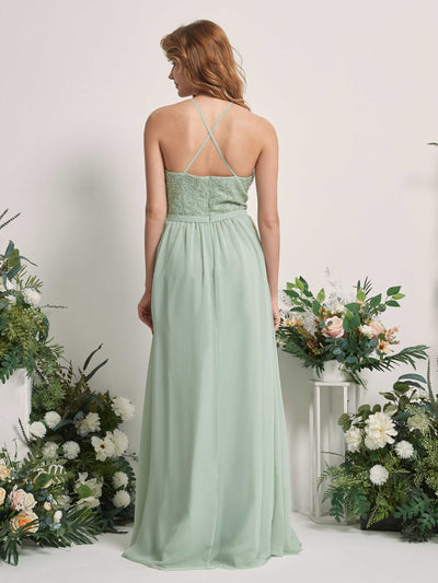 Carlyna Joanne A-Line Sage Green Beaded Bridesmaid Dress Maxi Sleeveless Sweetheart Dress #color_sage-green