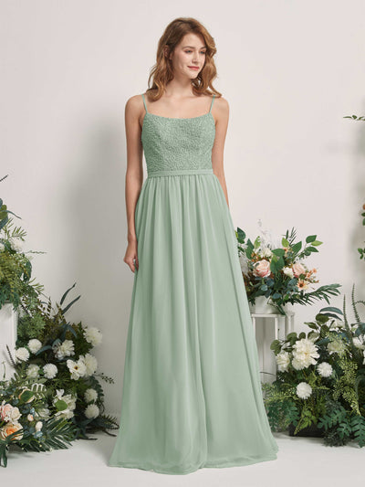 Carlyna Ursula A-Line Sage Green Beaded Bridesmaid Dress Maxi Sleeveless Sweetheart Dress #color_sage-green