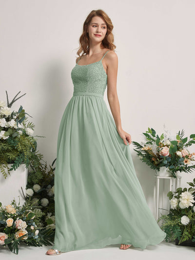 Carlyna Ursula A-Line Sage Green Beaded Bridesmaid Dress Maxi Sleeveless Sweetheart Dress #color_sage-green