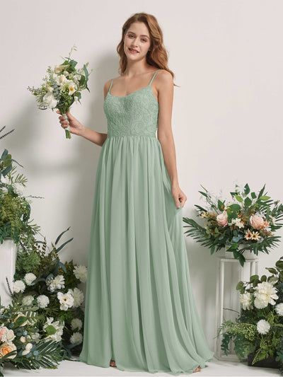 Carlyna Verna A-Line Sage Green Beaded Bridesmaid Dress Maxi Sleeveless Sweetheart Dress #color_sage-green