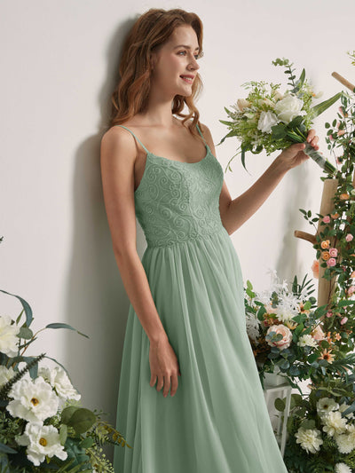 Carlyna Verna A-Line Sage Green Beaded Bridesmaid Dress Maxi Sleeveless Sweetheart Dress #color_sage-green