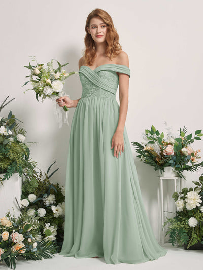 Carlyna Leona A-Line Sage Green Embroidered Bridesmaid Dress Maxi Sleeveless Sweetheart Dress #color_sage-green