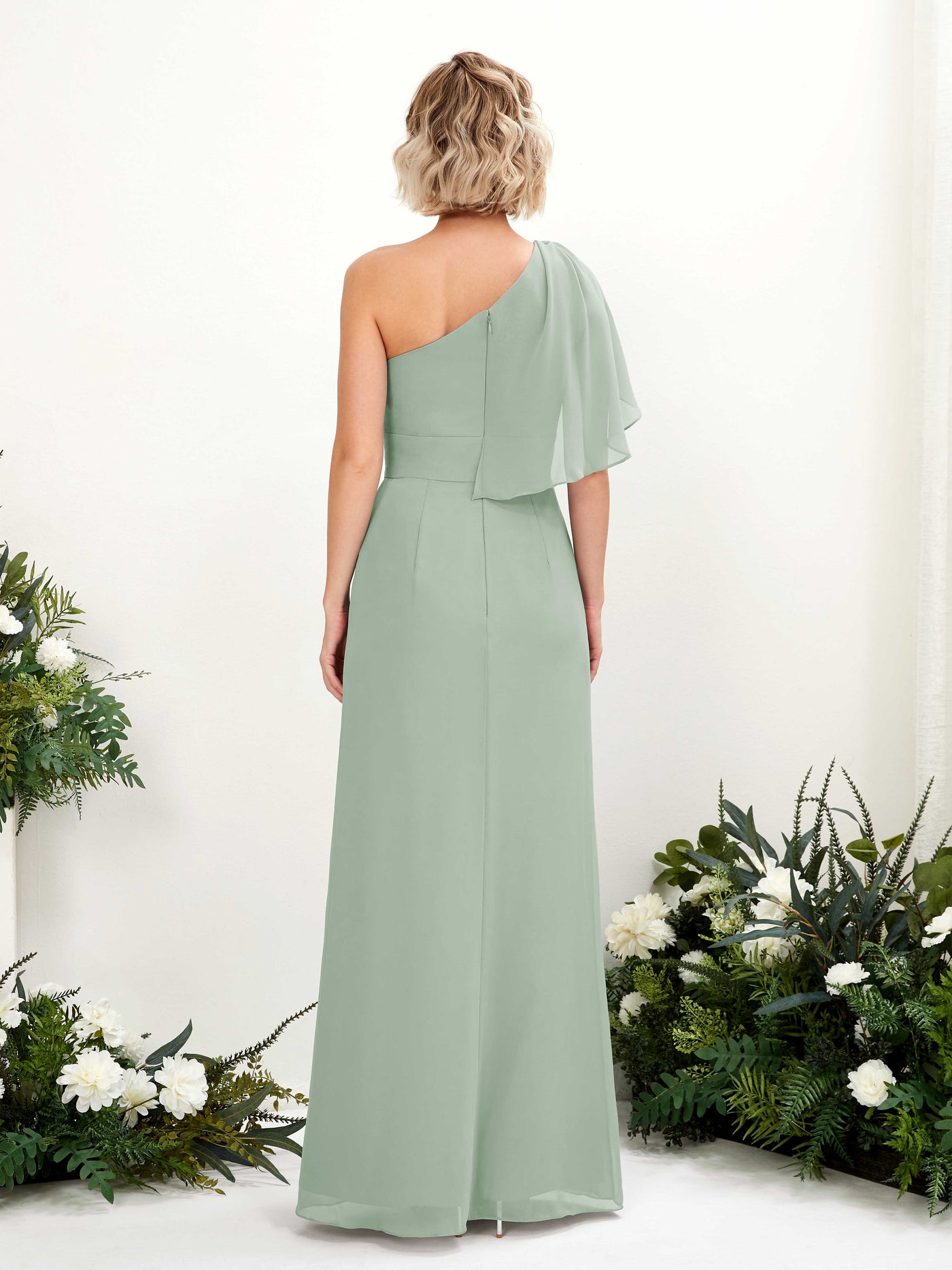 Ball Gown Sleeveless Chiffon Bridesmaid Dress - Sage Green (81223705)#color_sage-green