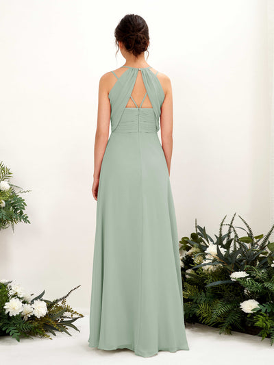 Carlyna Joa A-Line Sage Green Bridesmaid Dress Maxi Sleeveless V-Neck Dress #color_sage-green