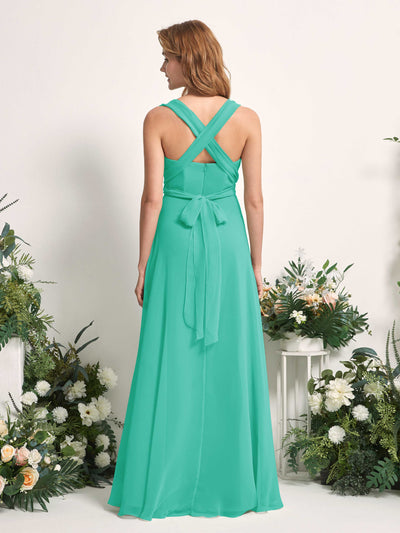 Carlyna Carolyn Convertible Tiffany Bridesmaid Dress Maxi Sleeveless Sweetheart Dress Side View 4 #color_tiffany