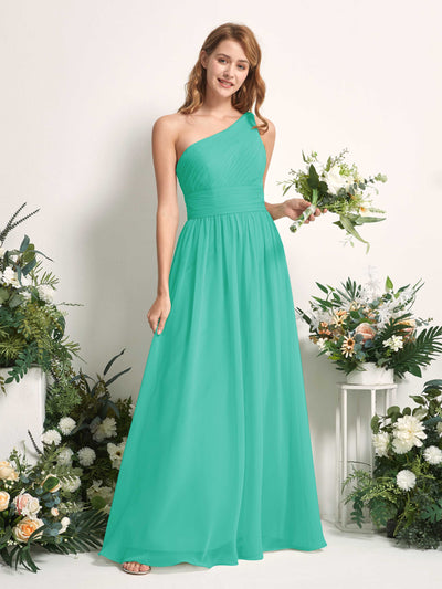 Carlyna Pandora A-Line Tiffany Bridesmaid Dress Maxi Sleeveless One Shoulder Dress #color_tiffany