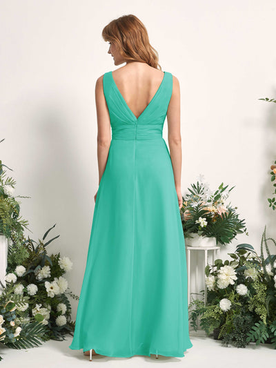 Carlyna Mollie A-Line Tiffany Bridesmaid Dress Maxi Sleeveless V-Neck Dress #color_tiffany