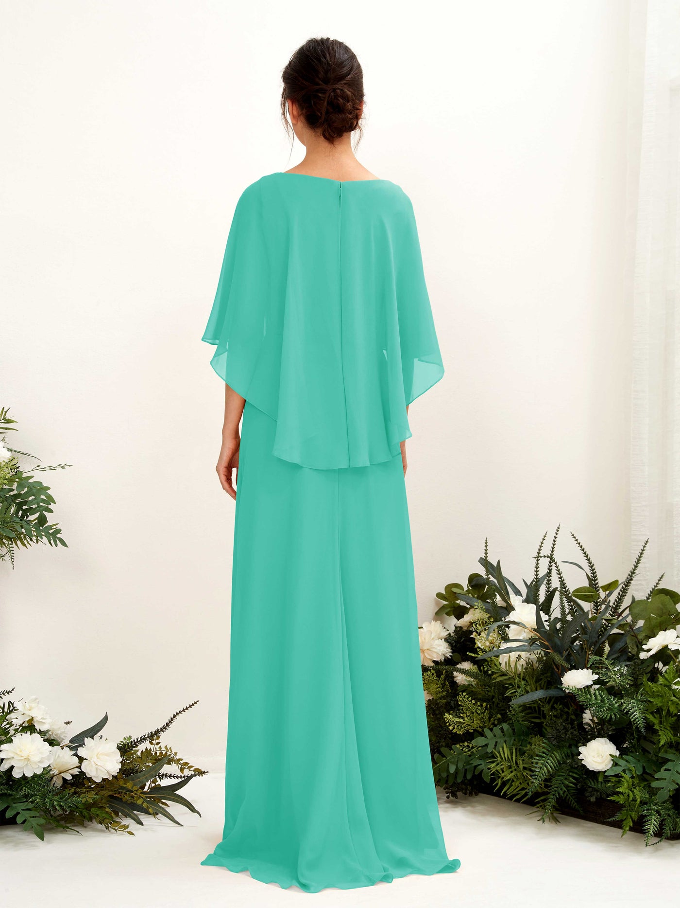 A-line Bateau Sleeveless Chiffon Bridesmaid Dress - Tiffany (81222032)#color_tiffany