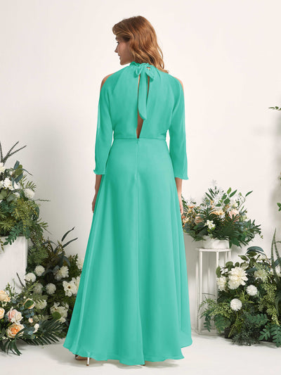 Carlyna Maxine A-Line Tiffany Bridesmaid Dress Maxi Sleeveless Round Neck Dress #color_tiffany