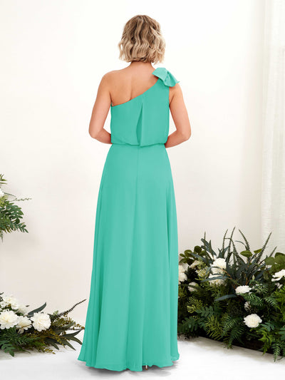Carlyna Laurel A-Line Tiffany Bridesmaid Dress Maxi Sleeveless One Shoulder Dress #color_tiffany