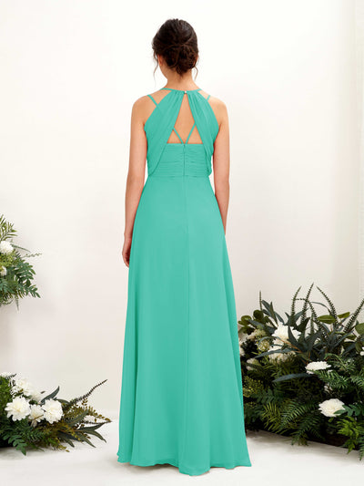 Carlyna Joa A-Line Tiffany Bridesmaid Dress Maxi Sleeveless V-Neck Dress #color_tiffany