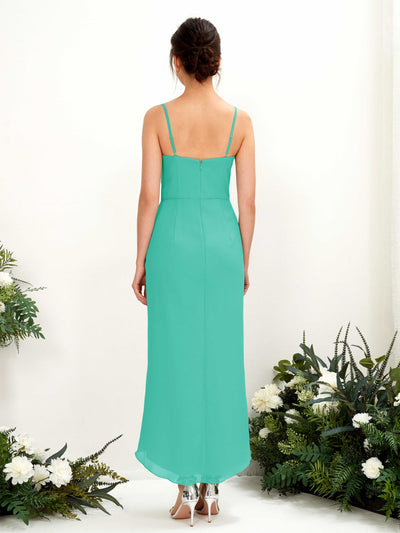 Carlyna Liliane Sheath Tiffany Bridesmaid Dress Midi Sleeveless V-Neck Dress #color_tiffany