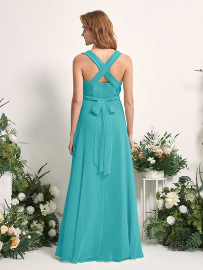 Carlyna Carolyn Convertible Turquoise Bridesmaid Dress Maxi Sleeveless Sweetheart Dress Side View 4 #color_turquoise