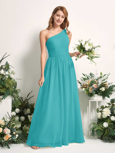Carlyna Pandora A-Line Turquoise Bridesmaid Dress Maxi Sleeveless One Shoulder Dress #color_turquoise