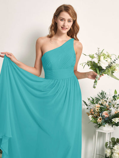 Carlyna Pandora A-Line Turquoise Bridesmaid Dress Maxi Sleeveless One Shoulder Dress #color_turquoise