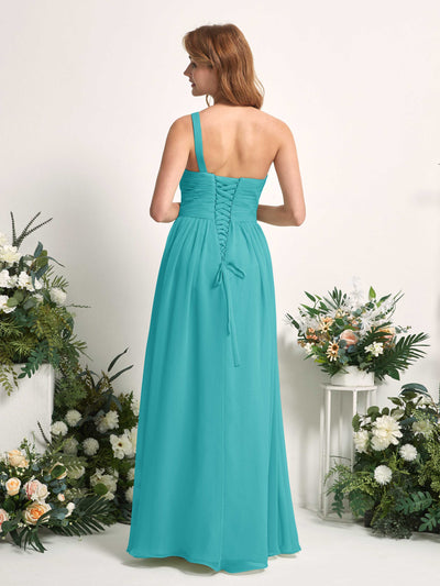 Carlyna Pandora A-Line Turquoise Bridesmaid Dress Maxi Sleeveless One Shoulder Dress #color_turquoise