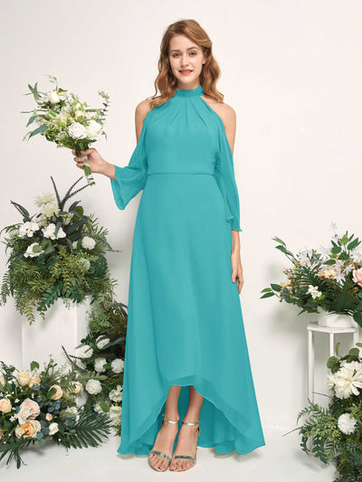 Carlyna Maxine A-Line Turquoise Bridesmaid Dress Maxi Sleeveless Round Neck Dress #color_turquoise
