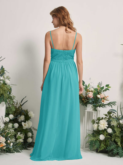Carlyna Ursula A-Line Turquoise Beaded Bridesmaid Dress Maxi Sleeveless Sweetheart Dress #color_turquoise