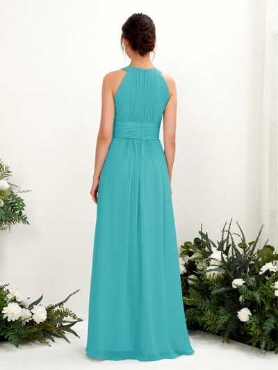 Carlyna Noelle A-Line Turquoise Bridesmaid Dress Maxi Sleeveless Round Neck Dress #color_turquoise