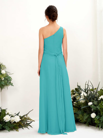 Carlyna Trita Sheath Turquoise Bridesmaid Dress Maxi Sleeveless One Shoulder Dress #color_turquoise