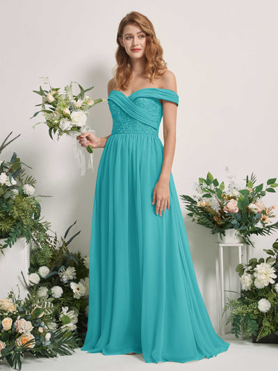 Carlyna Leona A-Line Turquoise Embroidered Bridesmaid Dress Maxi Sleeveless Sweetheart Dress #color_turquoise