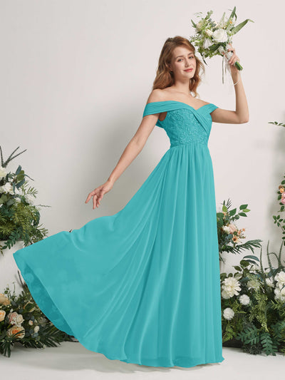 Carlyna Leona A-Line Turquoise Embroidered Bridesmaid Dress Maxi Sleeveless Sweetheart Dress #color_turquoise