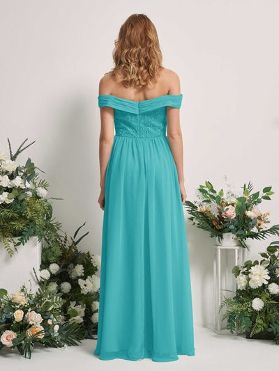 Carlyna Leona A-Line Turquoise Embroidered Bridesmaid Dress Maxi Sleeveless Sweetheart Dress #color_turquoise
