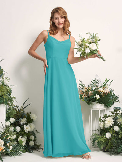 Carlyna Hannah A-Line Turquoise Bridesmaid Dress Maxi Sleeveless Sweetheart Dress Front View #color_turquoise