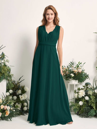 Carlyna Carolyn Convertible Dark Emerald Bridesmaid Dress Maxi Sleeveless Sweetheart Dress Side View 3 #color_dark-emerald