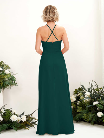 Carlyna Frances A-Line Dark Emerald Bridesmaid Dress Maxi Sleeveless Round Neck Dress Back View #color_dark-emerald