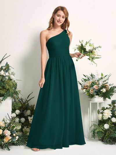 Carlyna Pandora A-Line Dark Emerald Bridesmaid Dress Maxi Sleeveless One Shoulder Dress #color_dark-emerald