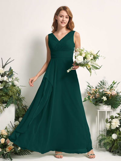 Carlyna Mollie A-Line Dark Emerald Bridesmaid Dress Maxi Sleeveless V-Neck Dress #color_dark-emerald