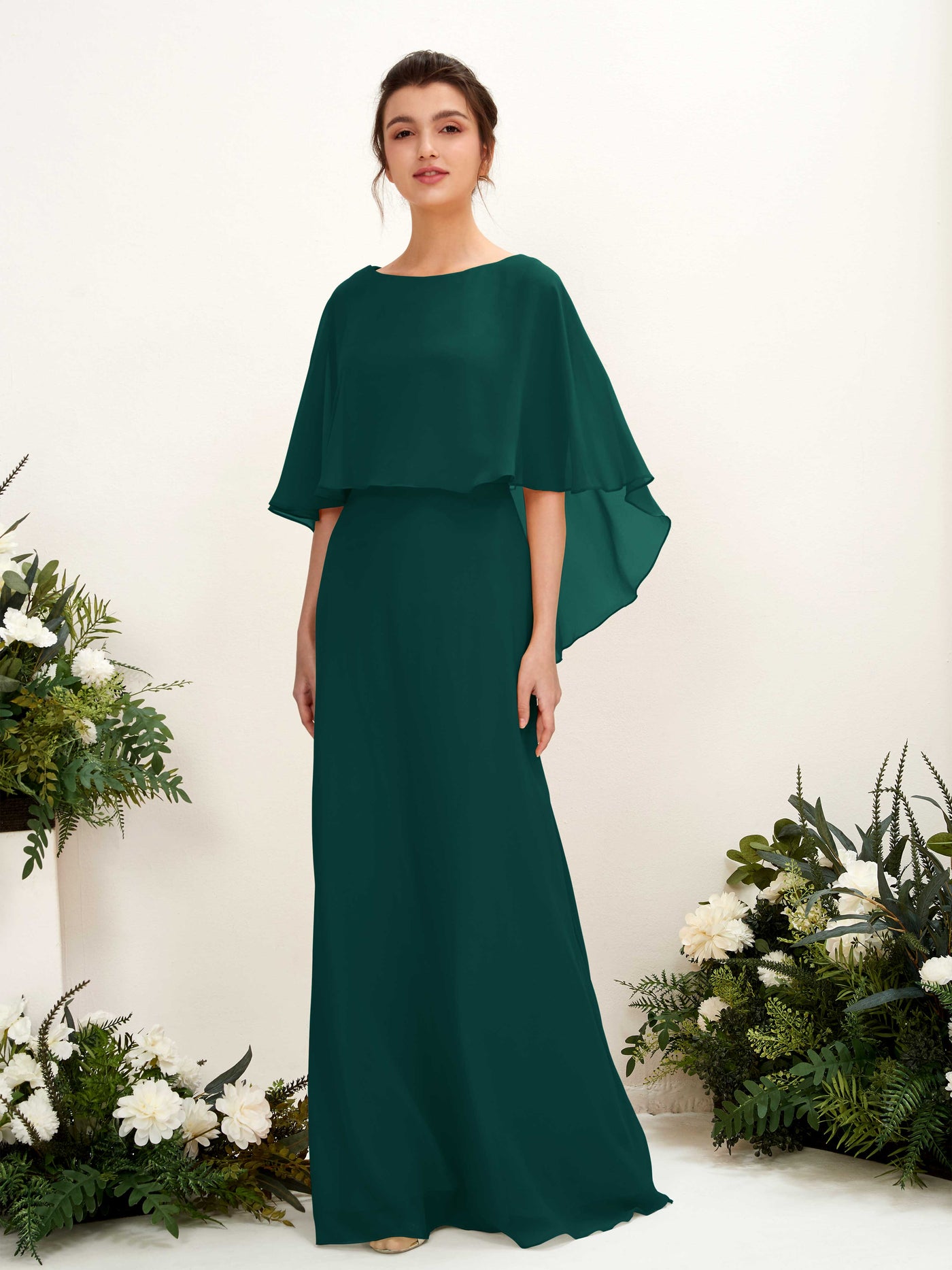 A-line Bateau Sleeveless Chiffon Bridesmaid Dress - Dark Emerald (81222017)#color_dark-emerald