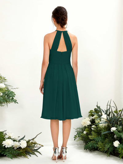 Carlyna Davina A-Line Dark Emerald Bridesmaid Dress Knee-Length Sleeveless Round Neck Dress Back View #color_dark-emerald