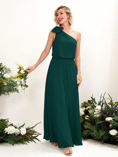 Carlyna Laurel A-Line Dark Emerald Bridesmaid Dress Maxi Sleeveless One Shoulder Dress #color_dark-emerald