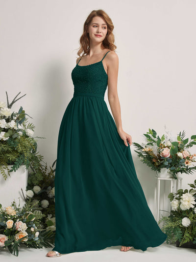Carlyna Ursula A-Line Dark Emerald Beaded Bridesmaid Dress Maxi Sleeveless Sweetheart Dress #color_dark-emerald