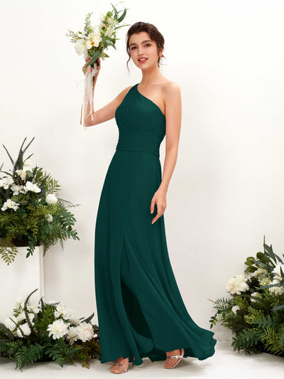 Carlyna Trita Sheath Dark Emerald Bridesmaid Dress Maxi Sleeveless One Shoulder Dress #color_dark-emerald