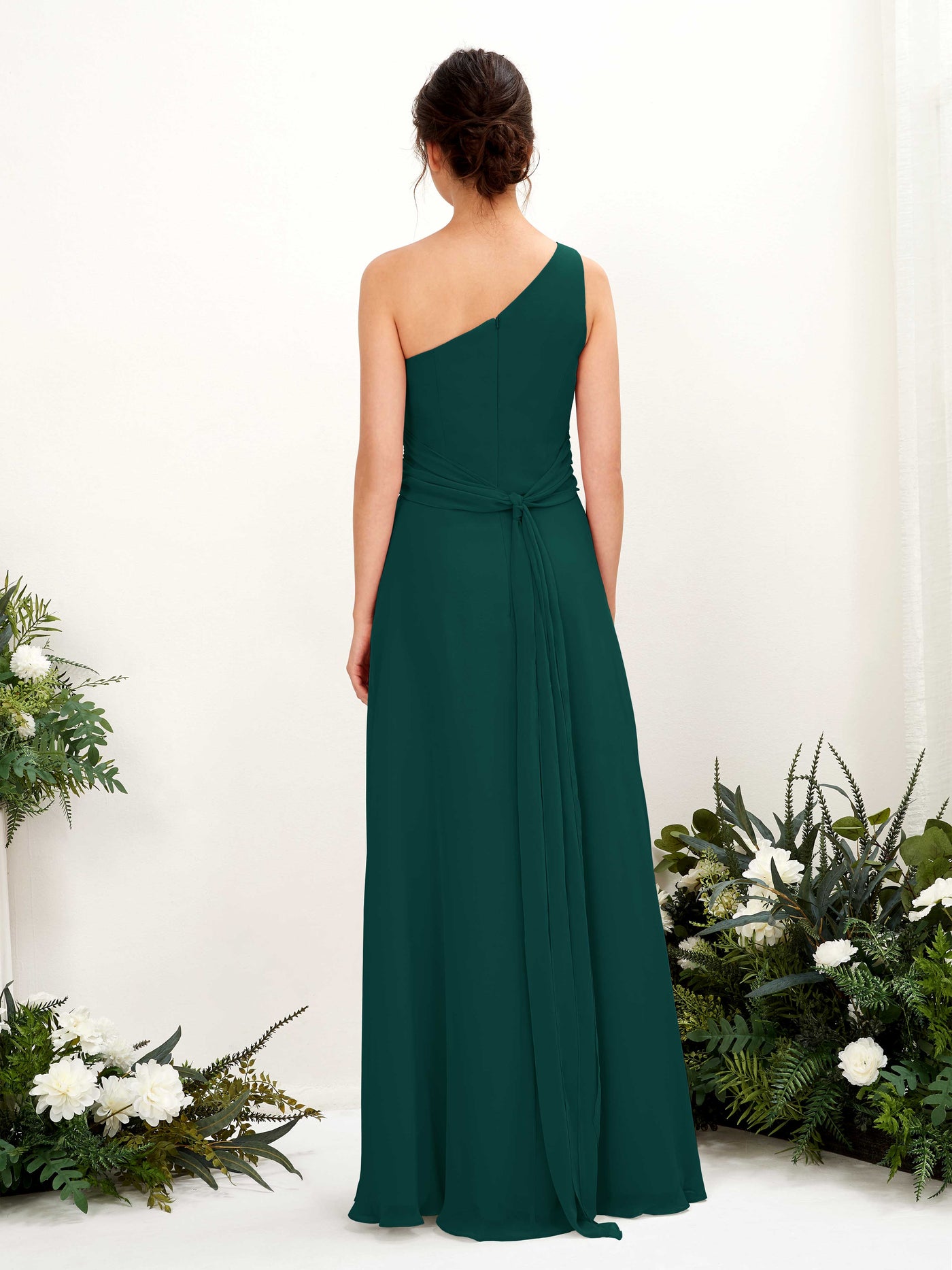 A-line One Shoulder Sleeveless Bridesmaid Dress - Dark Emerald (81224717)#color_dark-emerald