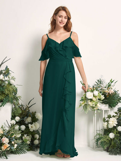 Carlyna Yvette A-Line Dark Emerald Bridesmaid Dress Maxi Sleeveless V-Neck Dress #color_dark-emerald
