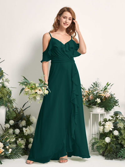 Carlyna Yvette A-Line Dark Emerald Bridesmaid Dress Maxi Sleeveless V-Neck Dress #color_dark-emerald