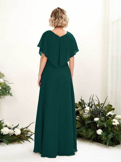 Carlyna Soleil A-Line Dark Emerald Bridesmaid Dress Maxi Short Sleeve V-Neck Dress #color_dark-emerald