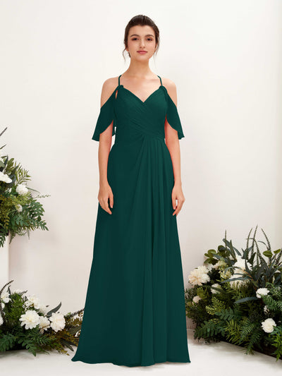 Carlyna Orlane A-Line Dark Emerald Bridesmaid Dress Maxi Sleeveless V-Neck Dress #color_dark-emerald