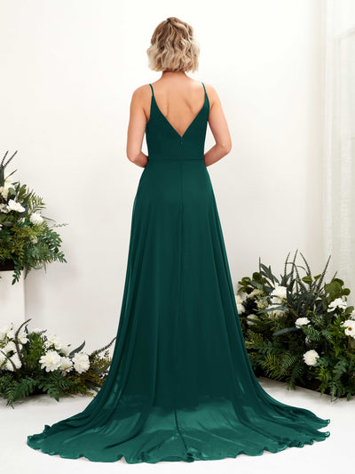 Carlyna Mana A-Line Dark Emerald Bridesmaid Dress Maxi Sleeveless V-Neck Dress #color_dark-emerald