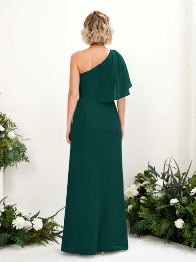 Carlyna Brook A-Line Dark Emerald Bridesmaid Dress Maxi Sleeveless One Shoulder Dress Back View #color_dark-emerald