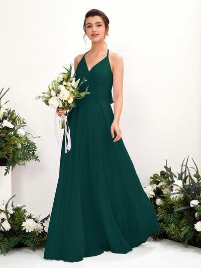 Carlyna Launo A-Line Dark Emerald Bridesmaid Dress Maxi Sleeveless V-Neck Dress #color_dark-emerald