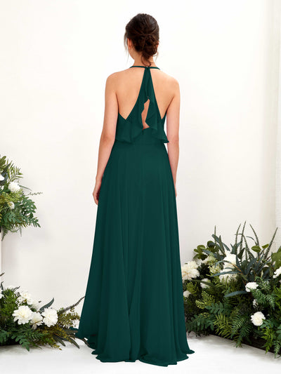 Carlyna Launo A-Line Dark Emerald Bridesmaid Dress Maxi Sleeveless V-Neck Dress #color_dark-emerald