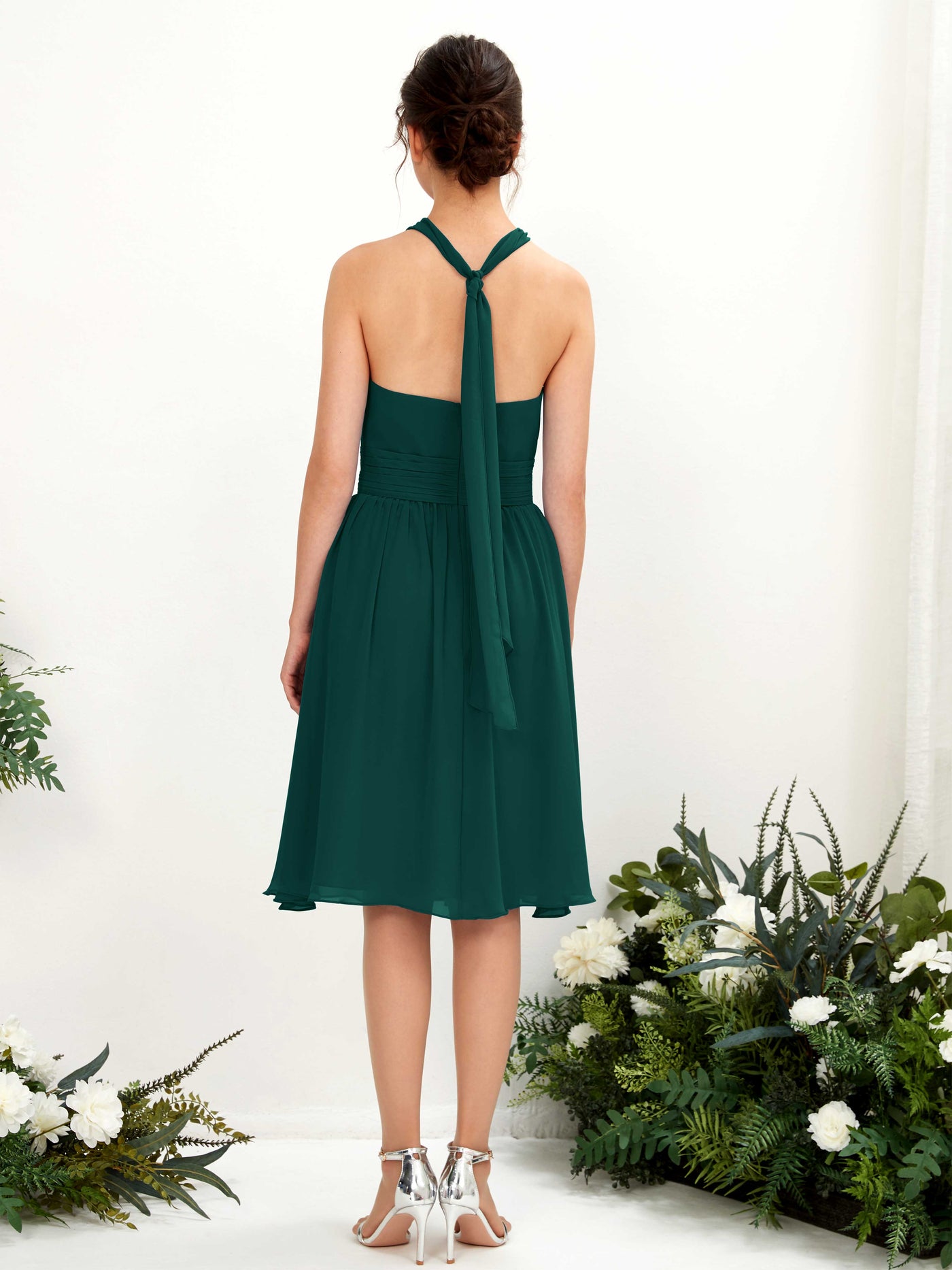 Halter Strapless Chiffon Bridesmaid Dress - Dark Emerald (81222617)#color_dark-emerald