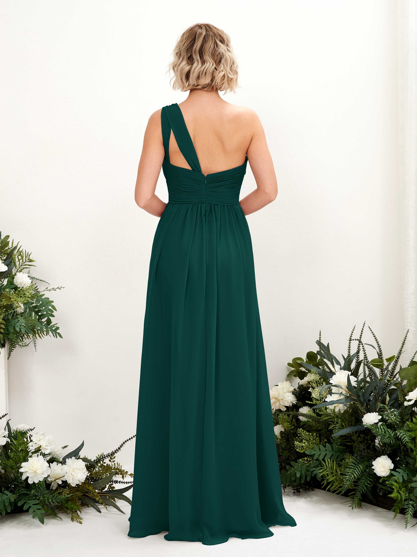 One Shoulder Sleeveless Chiffon Bridesmaid Dress - Dark Emerald (81225017)#color_dark-emerald